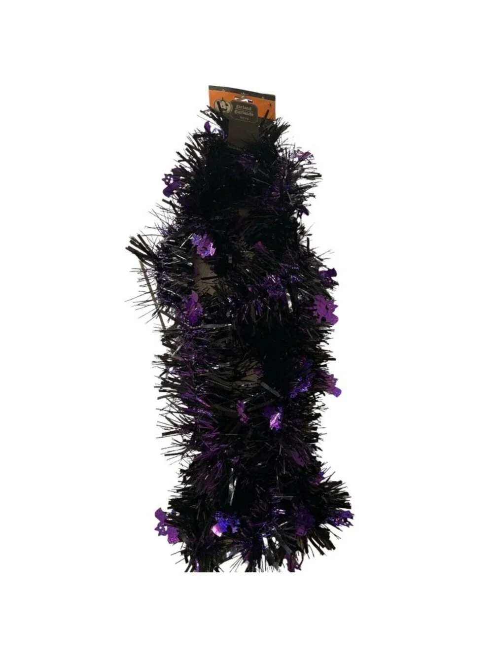 Halloween Die -Cut Tinsel Garland Strand 9ft Black Purple Bats